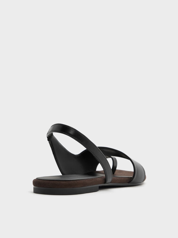 Sand&aacute;lias slingback com tira entre os dedos, Preto, hi-res