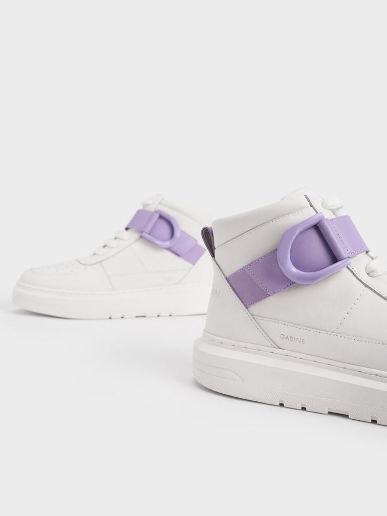Gabine Leather High-Top Sneakers, Lilac, hi-res