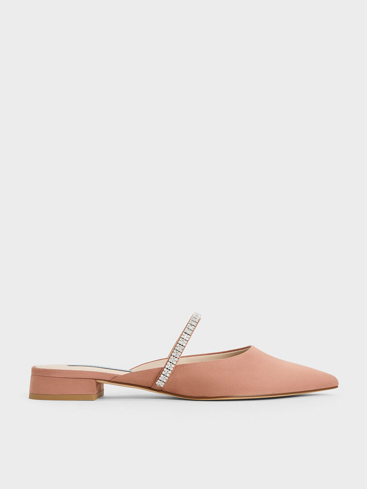 Ambrosia Gem-Embellished Slip-On Flats, Nude, hi-res