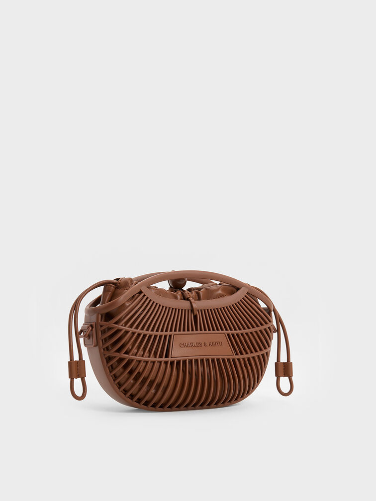Mini Calypso Fan Curved-Handle Bag, Chocolate, hi-res