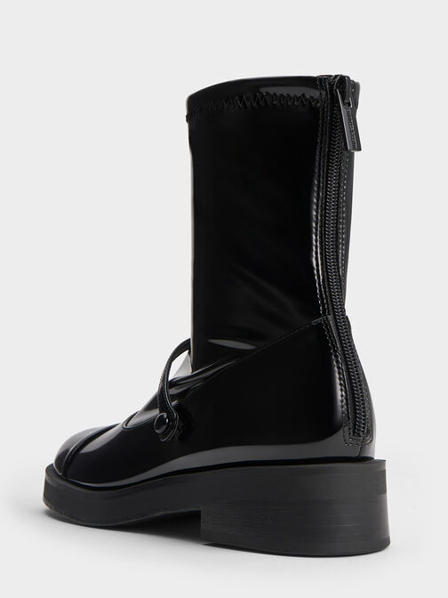 Front-Strap Ankle Boots, Black Box, hi-res