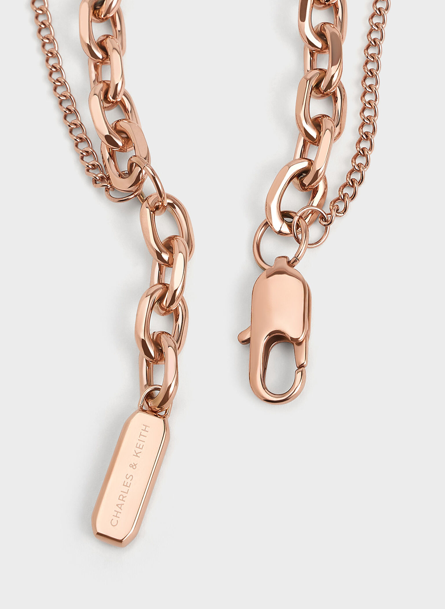Pulsera de doble cadena de eslabones Keziah, Oro rosa, hi-res