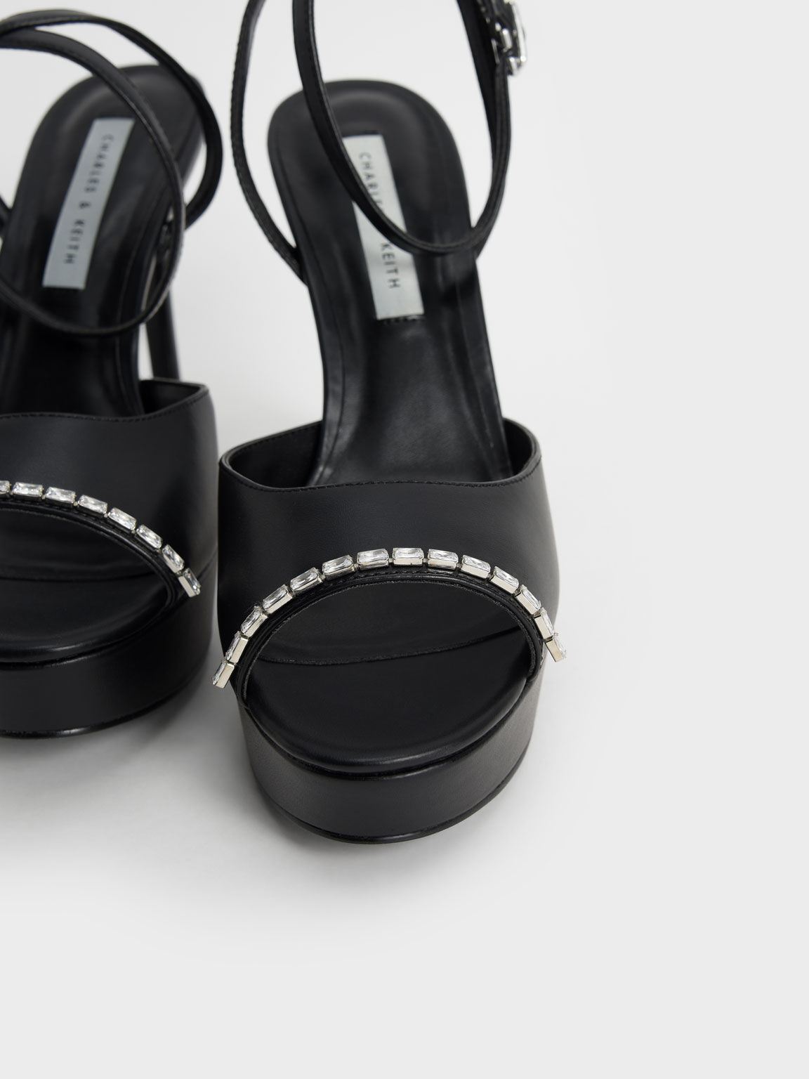 Gem-Embellished Platform Sandals, Black, hi-res