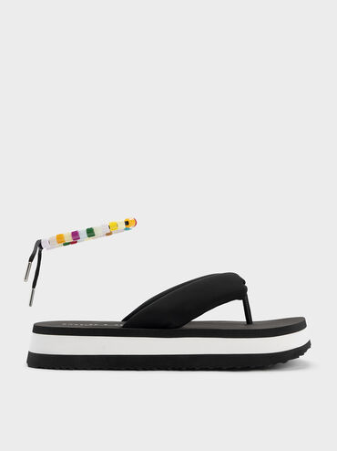 Tana Puffy Thong Sandals, Black, hi-res