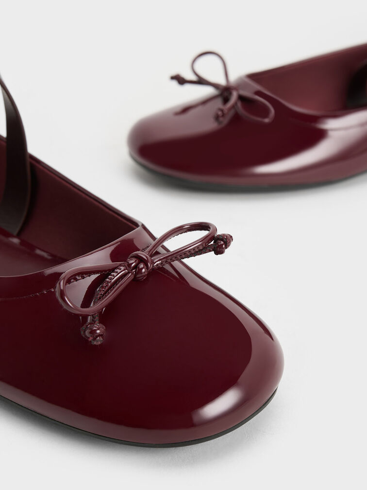 Margot Patent Crossover-Strap Ballerinas, Maroon, hi-res