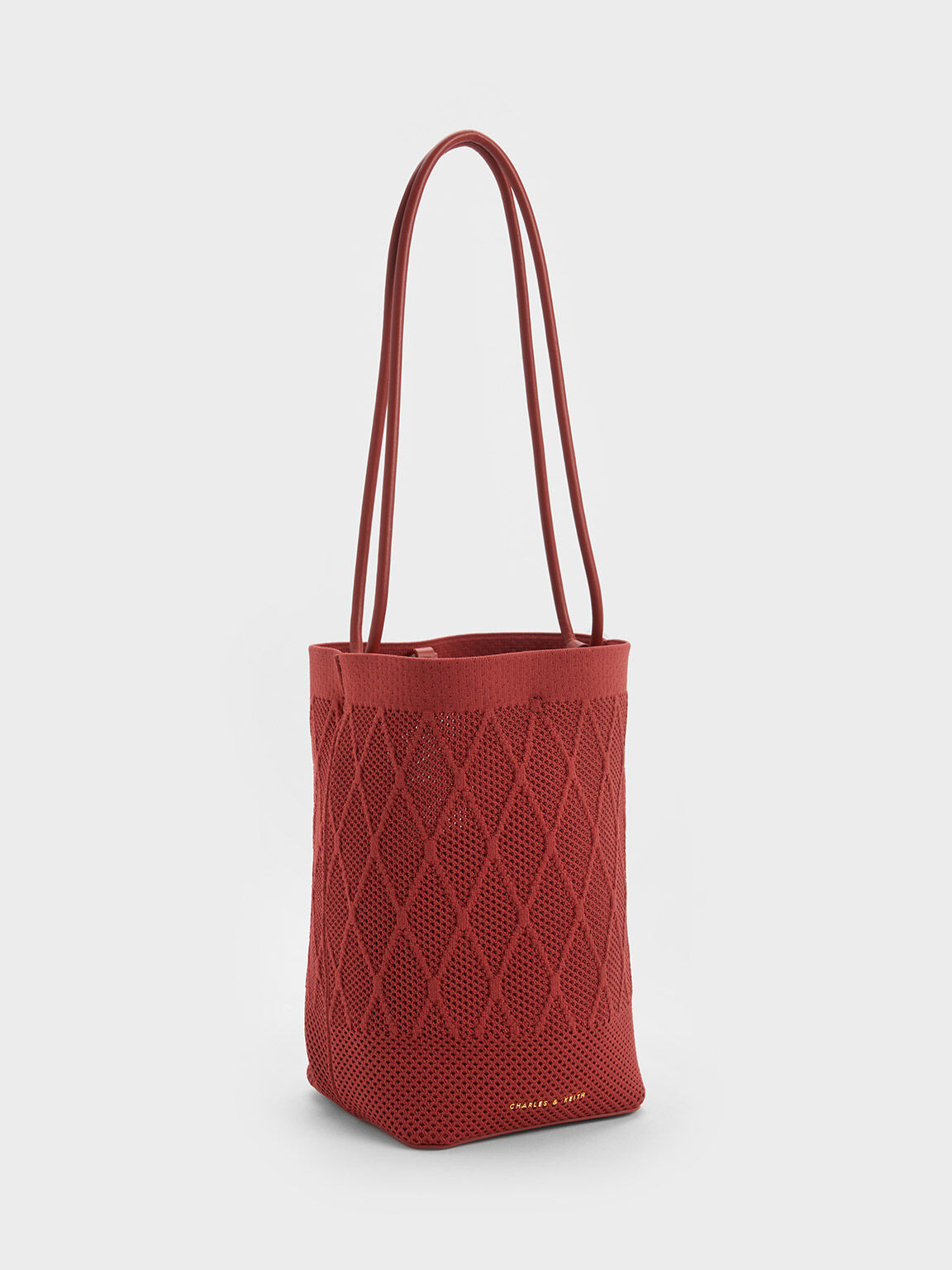 Genoa 菱格針織水桶包, 磚紅色, hi-res
