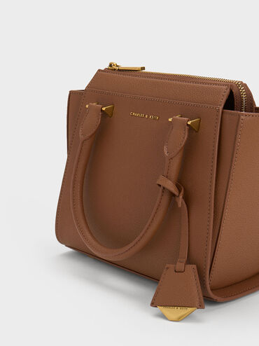 Harper Structured Top Handle Bag, Chocolate, hi-res