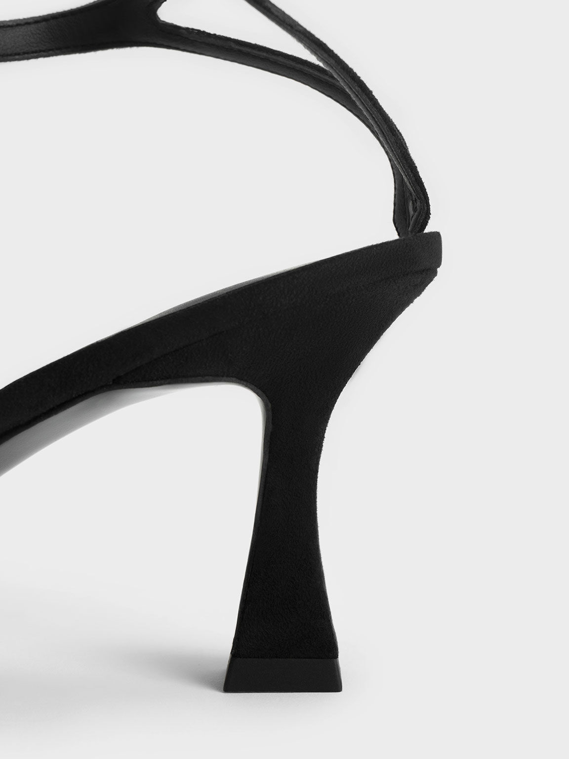Textured Ankle-Strap Heeled Sandals, Black, hi-res