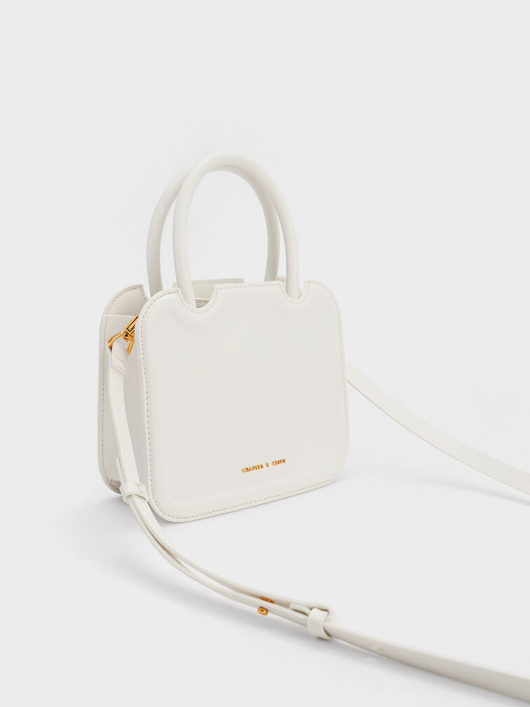 Bolso tote escultural Perline, Blanco, hi-res