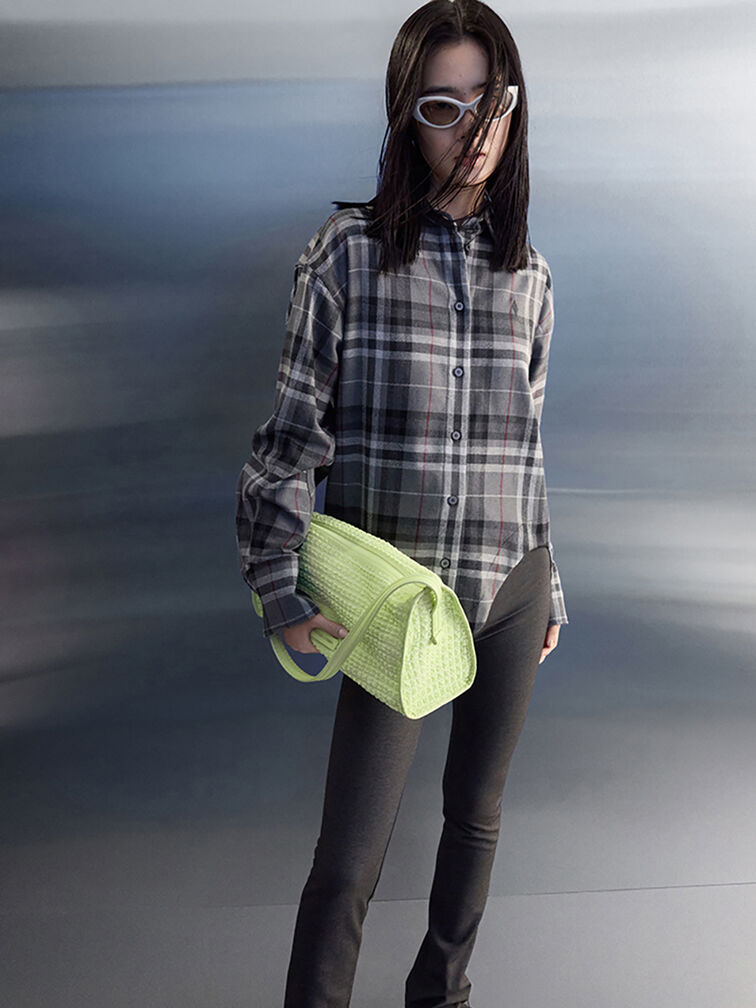 Bolsa de ombro alongada texturizada, Zesty Green, hi-res