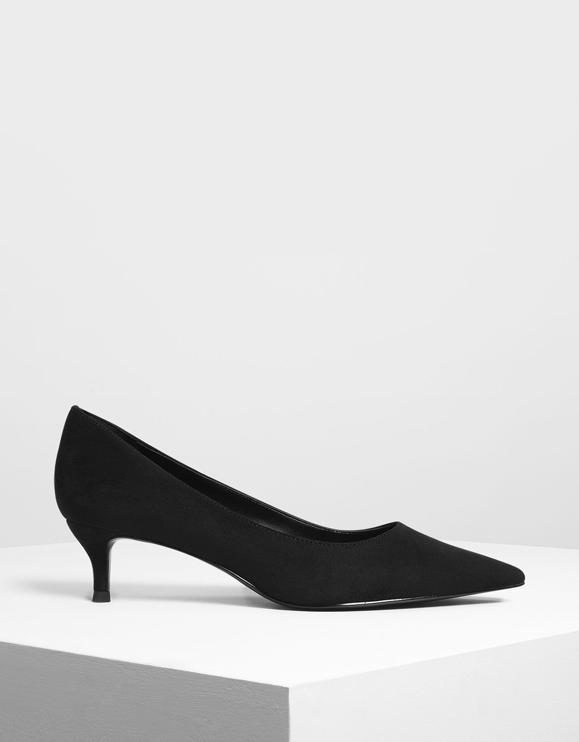 Black kitten heel pumps pointed toe clearance