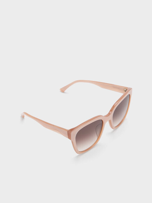 Recycled Acetate Square Sunglasses, Pink, hi-res