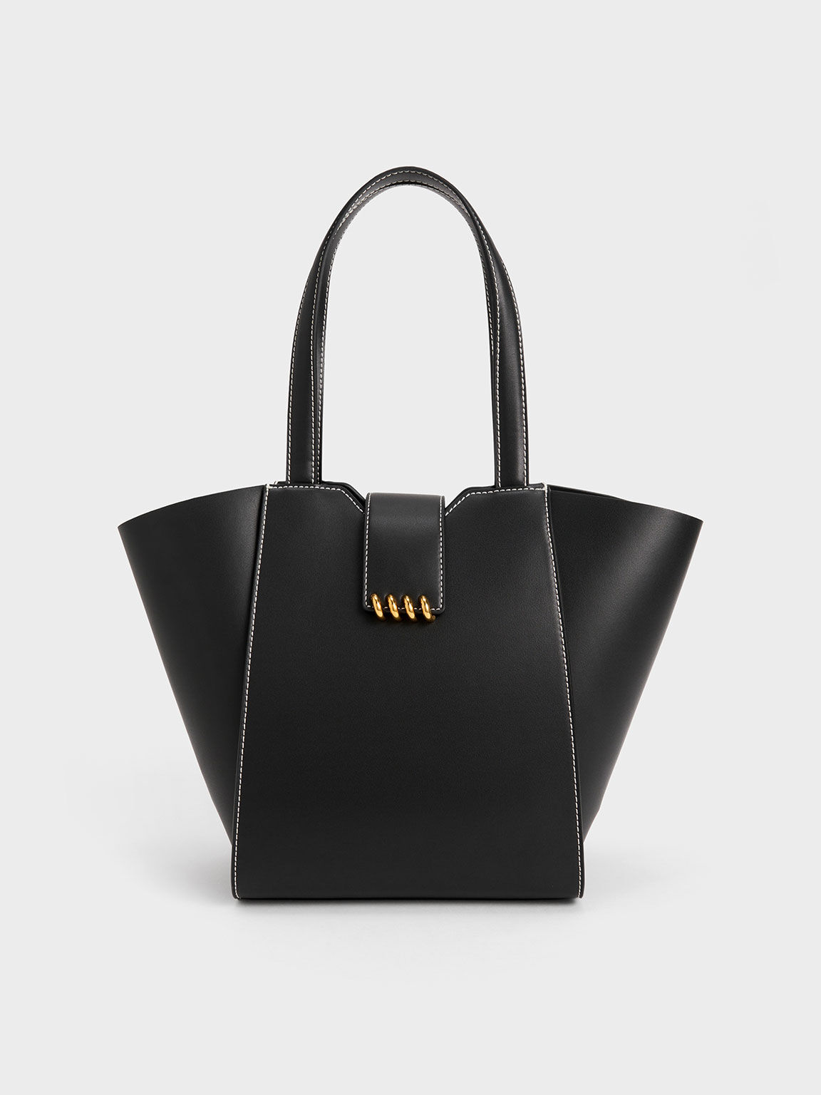 Osiris Metallic Accent Trapeze Tote, Black, hi-res