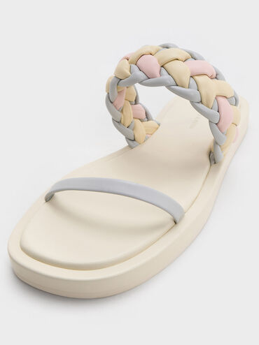 Braided-Strap Flatform Sandals, Multi, hi-res