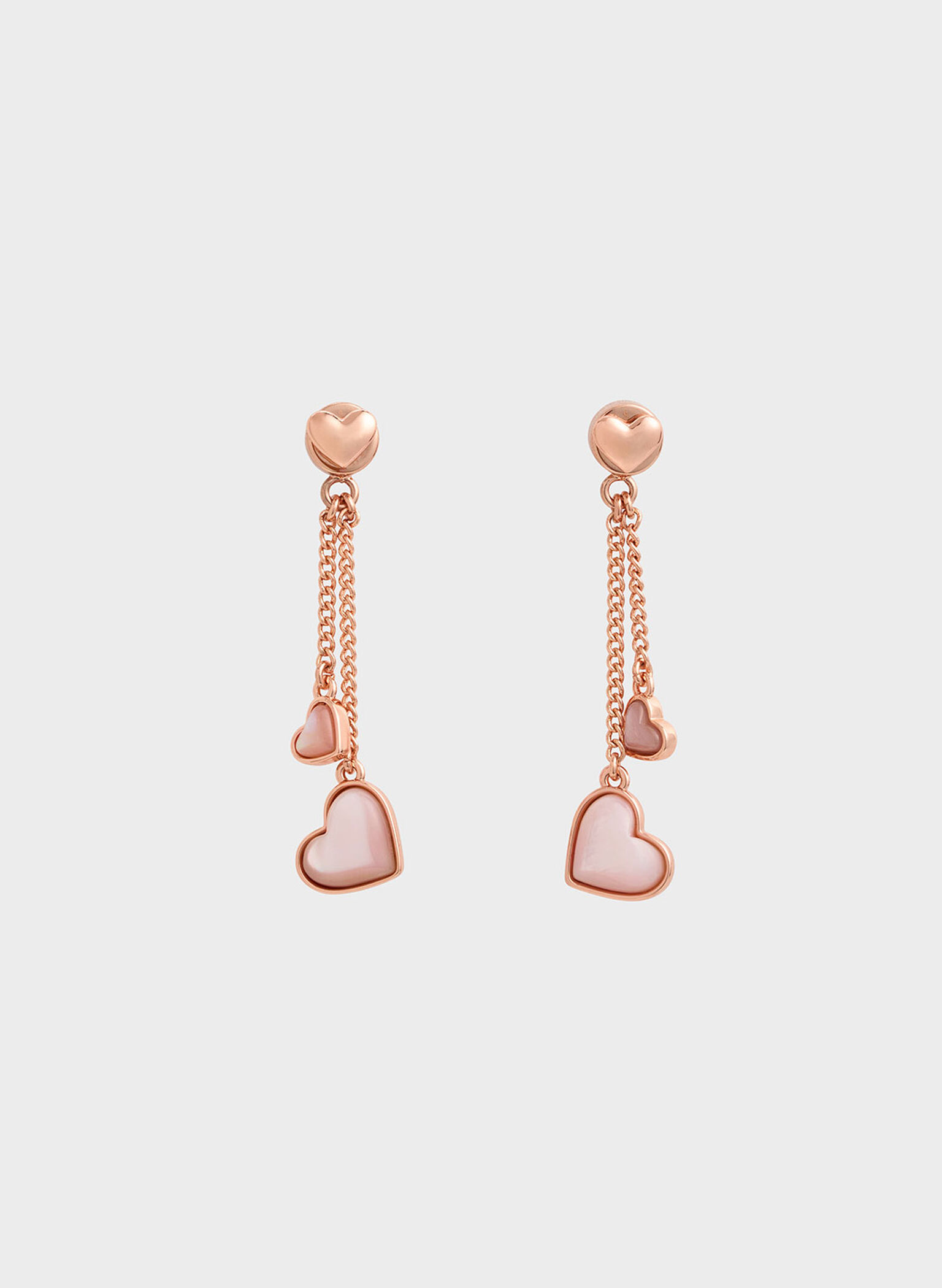 Rose Gold Annalise Double Heart Stone Drop Earrings - CHARLES & KEITH US