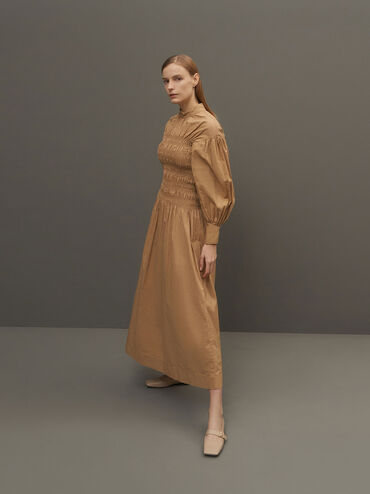 Square Toe Mary Jane Flats, Beige, hi-res