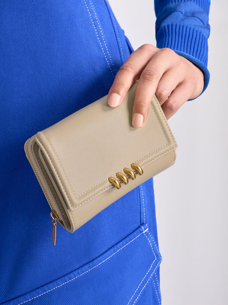 Osiris Metallic Accent Wallet, Beige, hi-res