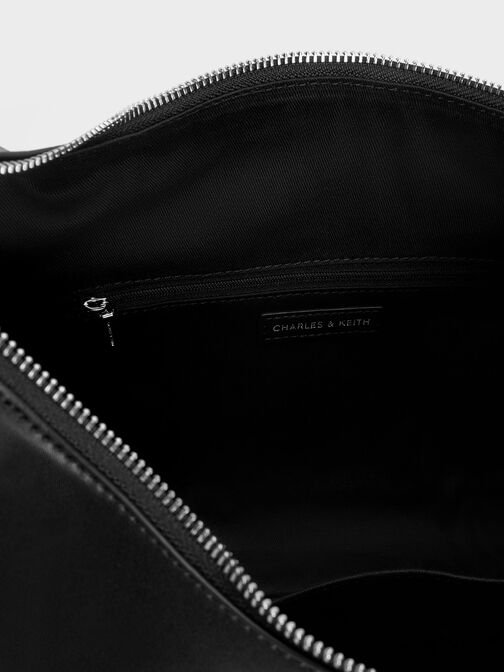 Bolso hobo curvo Odella, Noir, hi-res