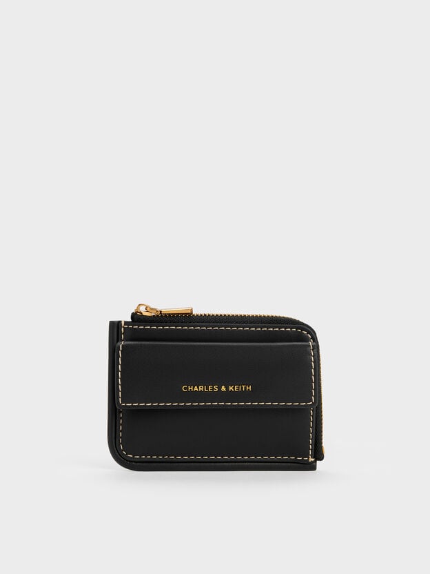 Lyla Front-Pocket Card Holder, Black, hi-res