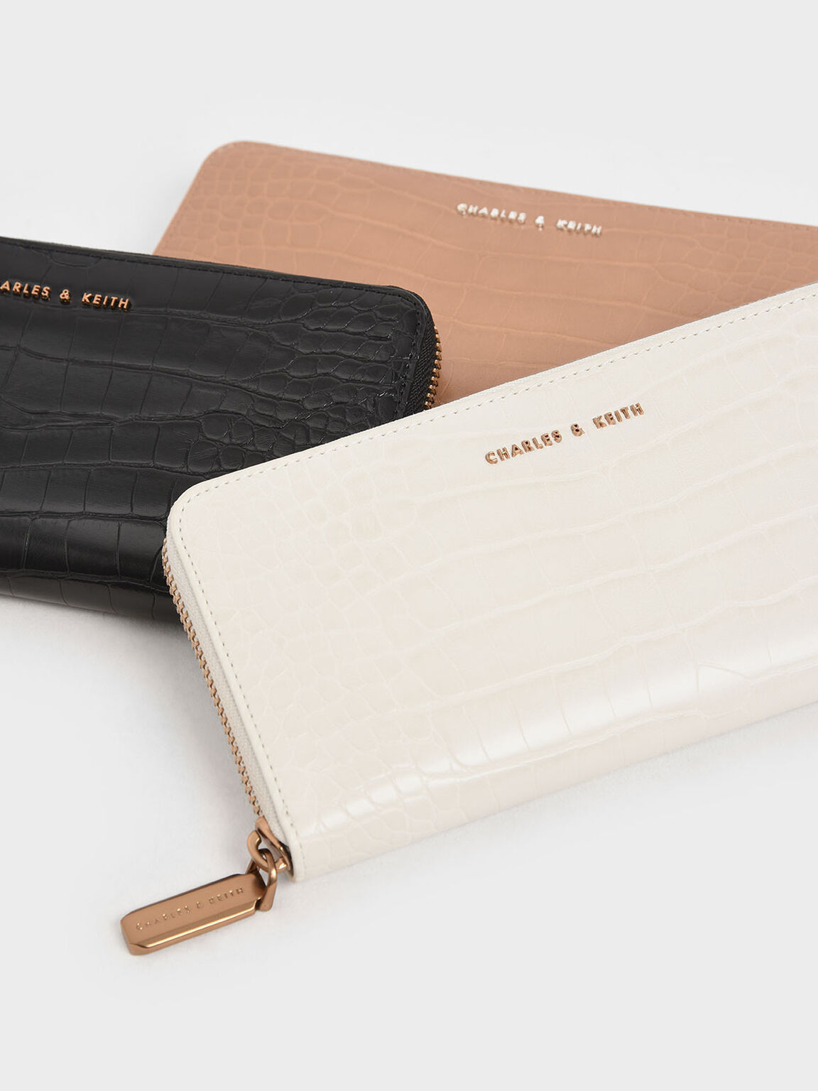 Cream Croc Effect Mini Long Wallet CHARLES KEITH SG Cream Croc Effect Mini Long Wallet CHARLES KEITH SG