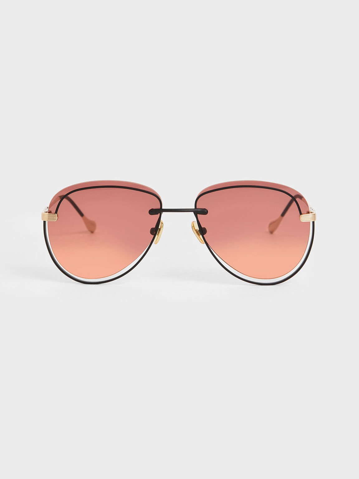 Cut-Out Tinted Sunglasses, Mauve, hi-res