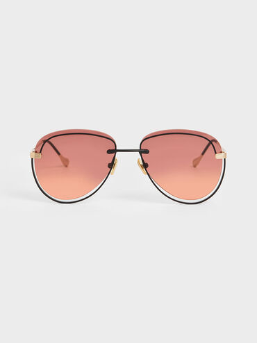 Cut-Out Tinted Sunglasses, Mauve, hi-res