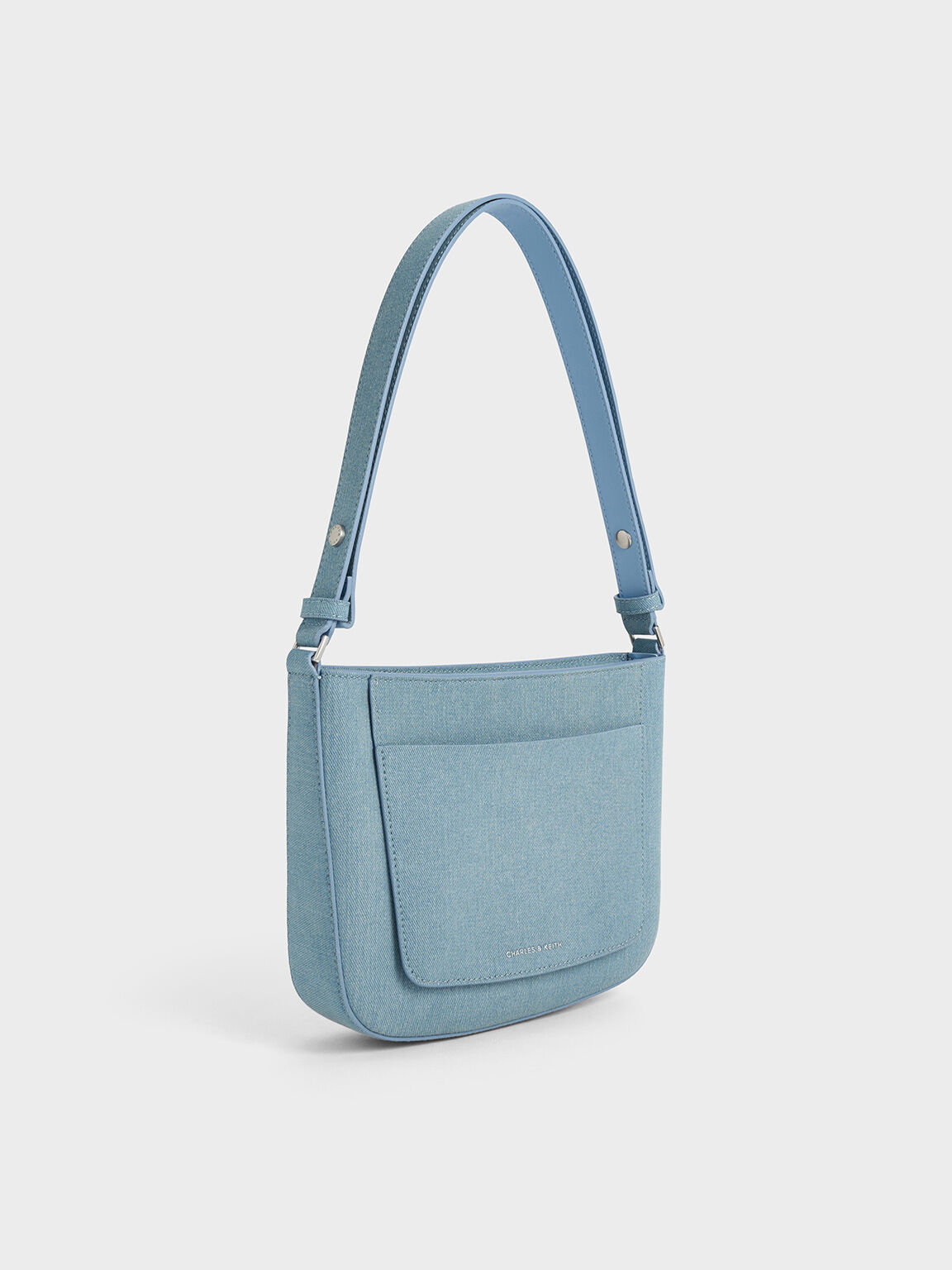 Charles Keith Women s Irie Denim Shoulder Bag Blue Shoulder Bags