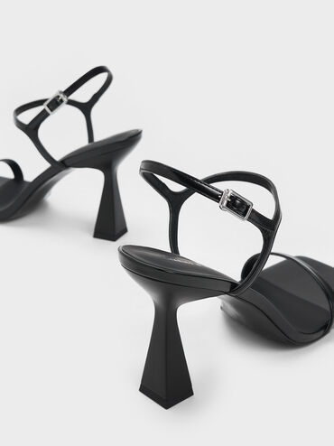 Square Toe Trapeze Heel Sandals, Black Box, hi-res