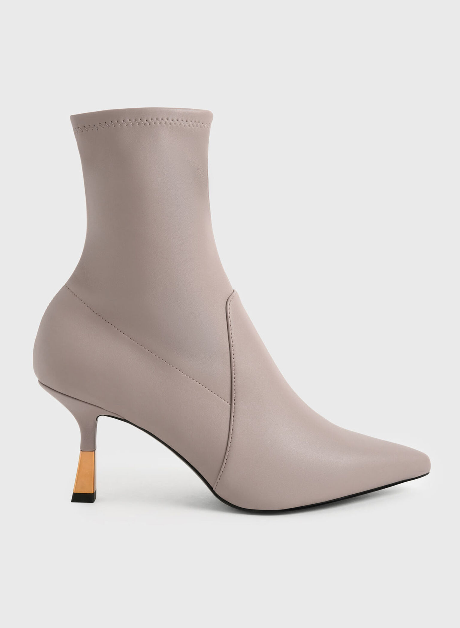 Kitten Heel Ankle Boots, Taupe, hi-res