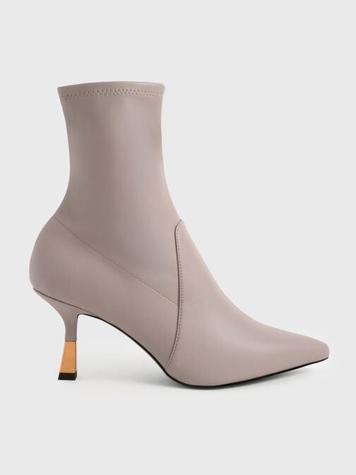 Kitten Heel Ankle Boots, Taupe, hi-res