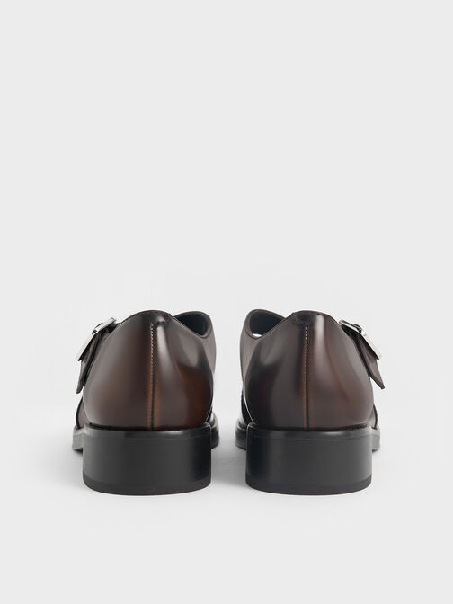 Crossover-Strap Buckled Mary Janes, Dark Brown, hi-res