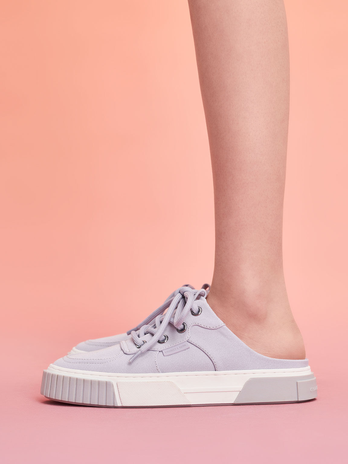 Canvas Panelled Slip-On Sneakers, Lilac, hi-res