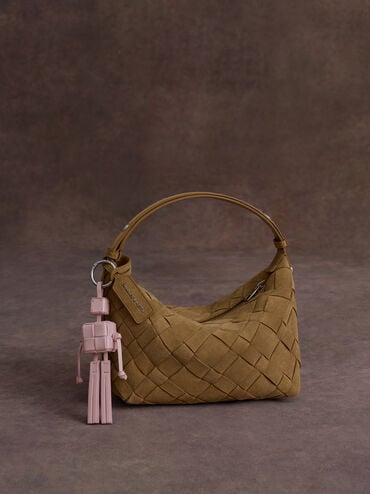 Ivette Woven Robot Bag Charm, Cotton Candy Pink, hi-res