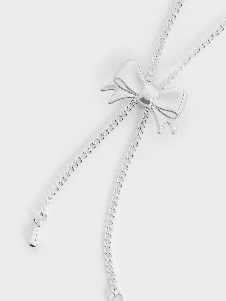 Paige Ribbon Necklace, Silver, hi-res