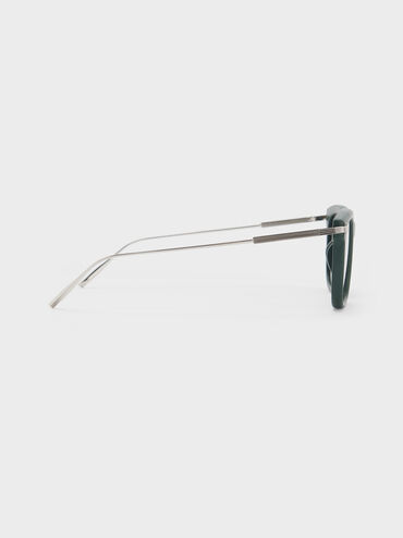 Aura Recycled Acetate Rectangular Sunglasses, Teal, hi-res
