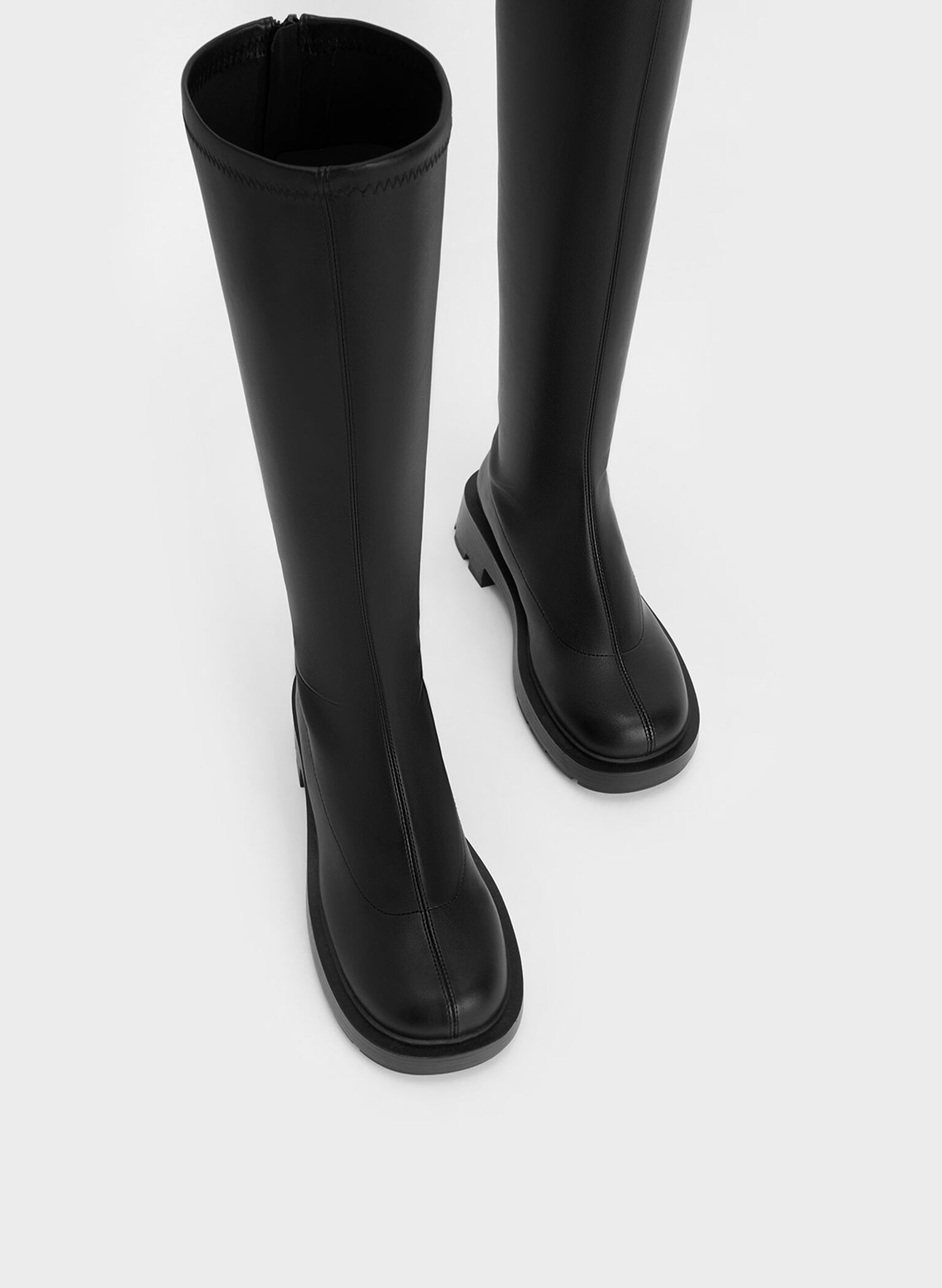 Block Heel Knee-High Boots, Black, hi-res