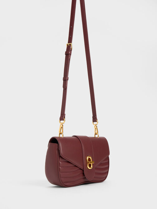 Aubrielle Panelled Crossbody Bag, Dark Chocolate, hi-res