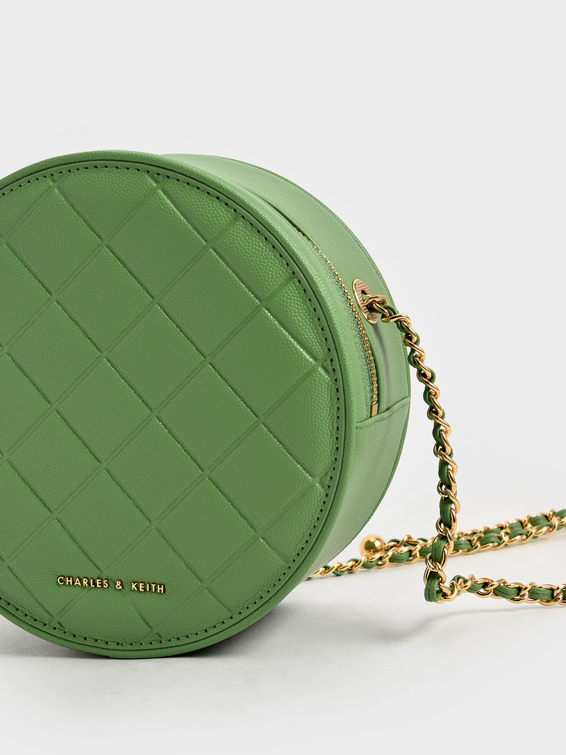 Kwan Quilted Circle Bag, Green, hi-res