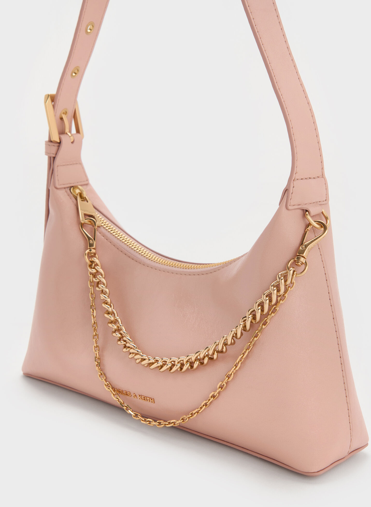 Atwood Chain-Embellished Shoulder Bag, Light Pink, hi-res