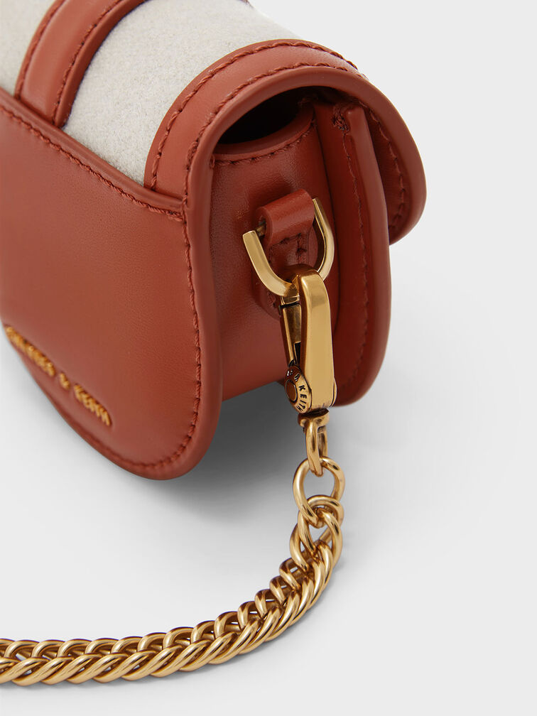 Micro Gabine Two-Tone Saddle Bag​, Brick, hi-res