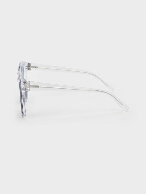 塑膠粗框蝴蝶墨鏡, 透明, hi-res