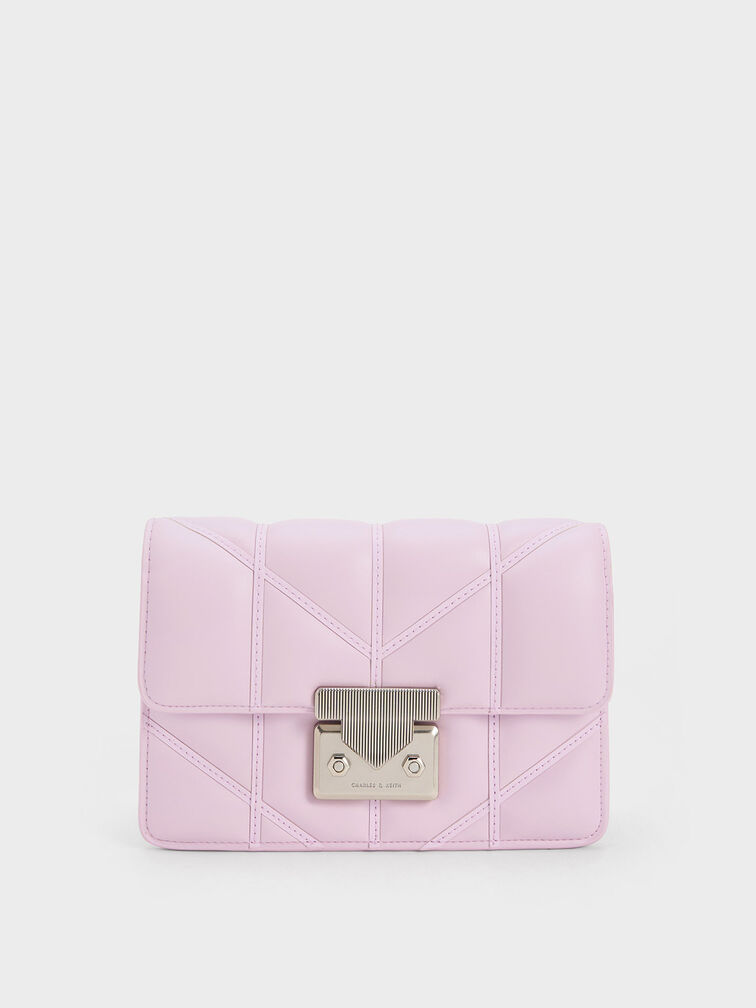 Eudora Chevron Boxy Bag, Lilac, hi-res