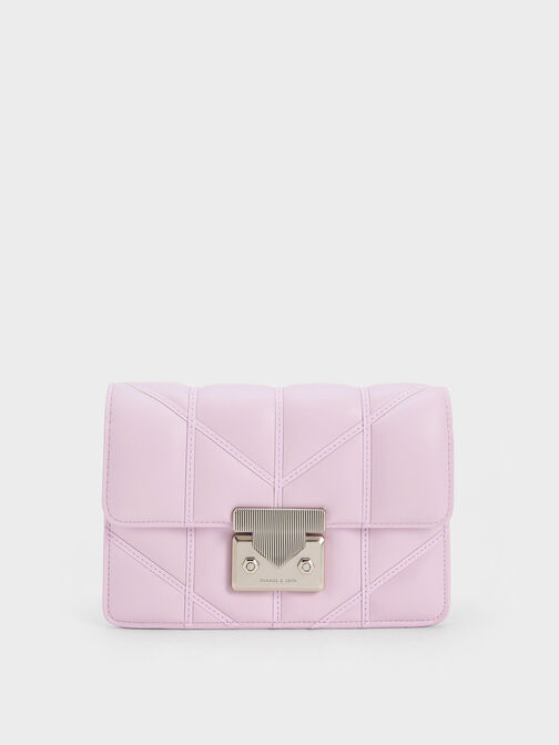 Eudora Chevron Boxy Bag, Lilac, hi-res