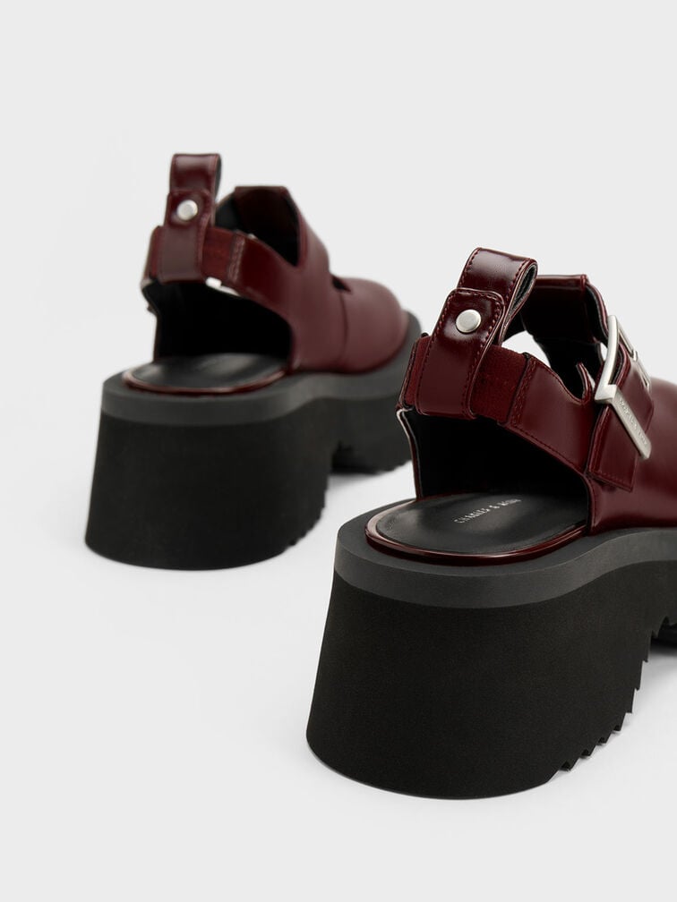 Mary Janes con cadena gruesa y recortes, Granate, hi-res