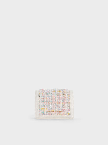 Micaela Tweed Cardholder, White, hi-res