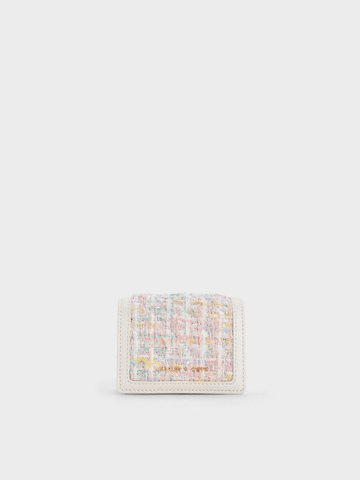 Micaela Tweed Card Holder, White, hi-res