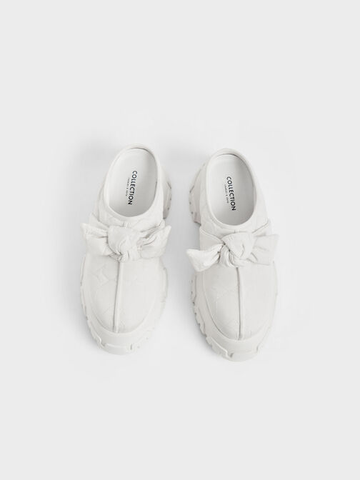 Recycled Polyester Knotted Platform Mules, White, hi-res