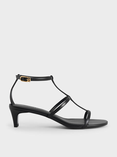 T-Bar Kitten-Heel Ankle-Strap Sandals, Black, hi-res