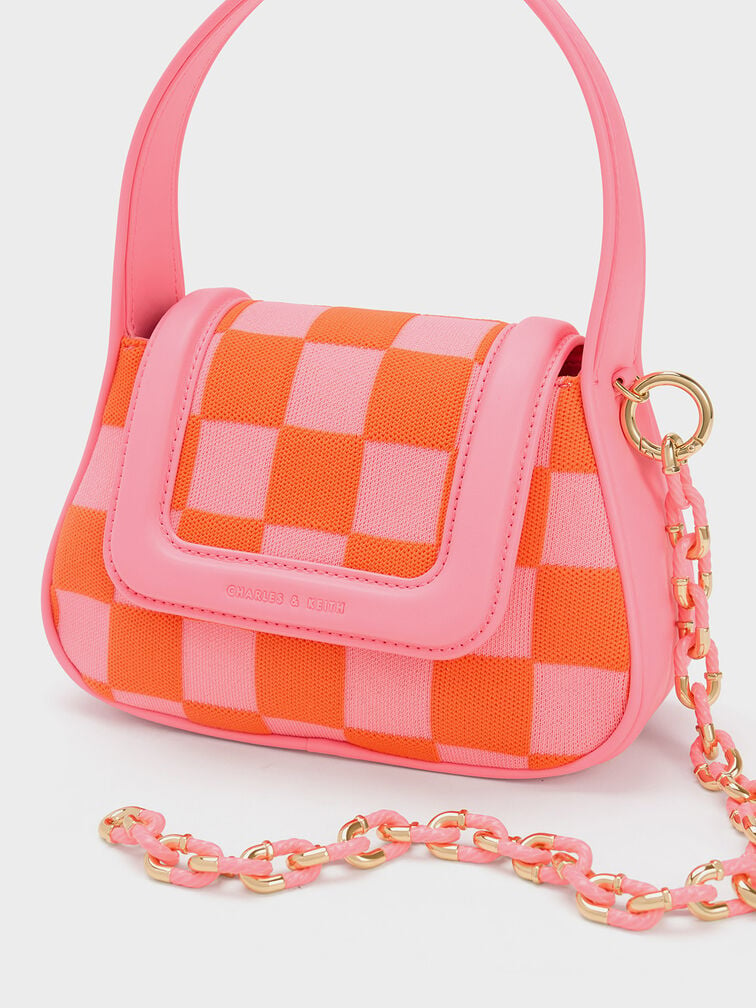 Shiloh Checkerboard Top Handle Bag, Pink, hi-res