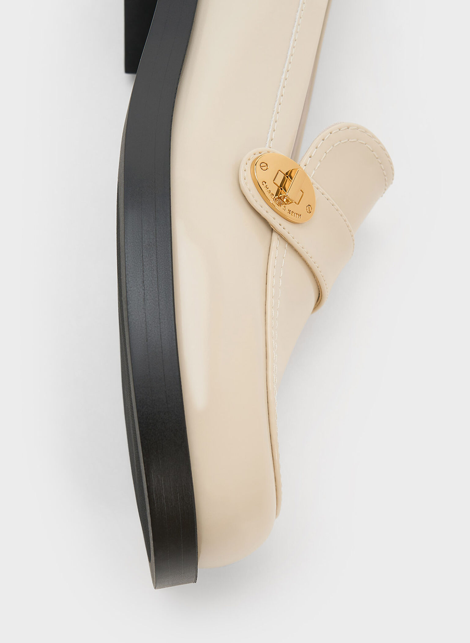 Mocasines con correa de hebilla metálica, Blanco tiza, hi-res
